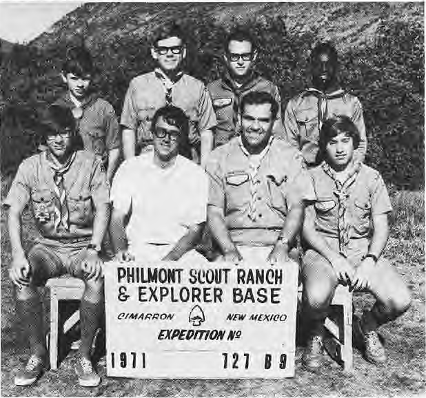 St. Roch scouts and leaders at Philmont Scout Ranch, identified by the original caption.