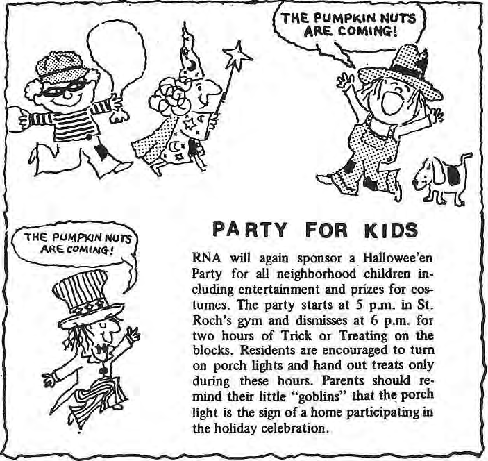 Original illustrated notice for the Rosedale Halloween party.