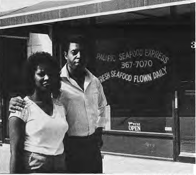 Shirley and Charles Stanford outside their Pacific Seafood Express market.
