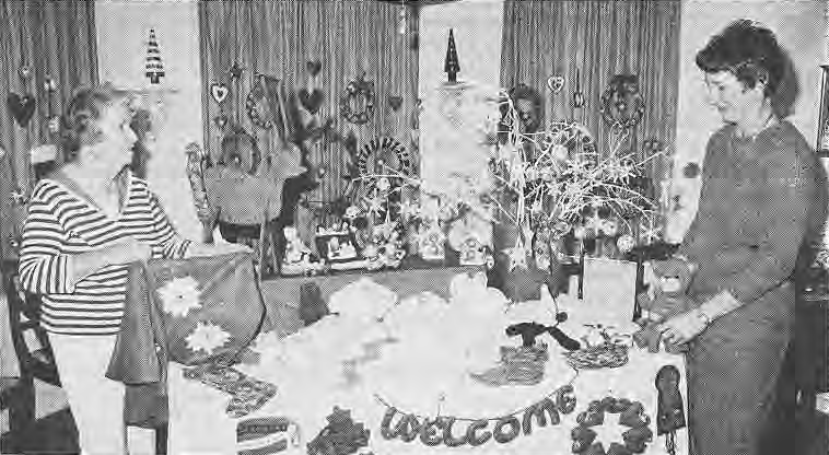 Dorothy Dolan and Mary Schmit with handmade bazaar gifts.