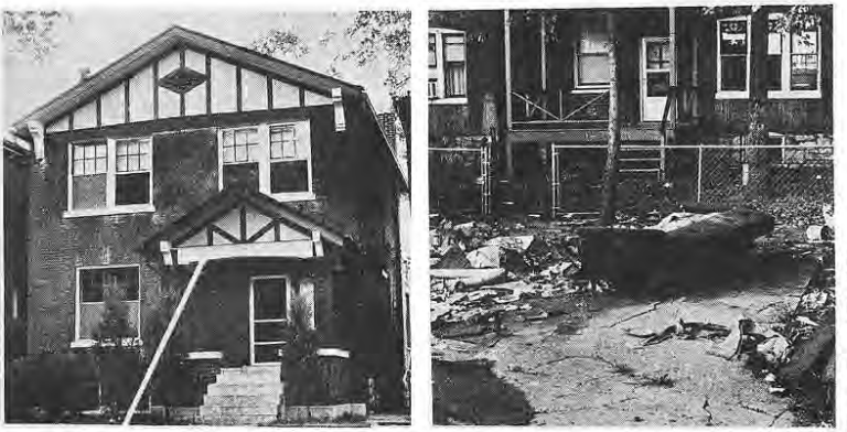 Both original photographs illustrating the vacant HUD house and yard at 5928 Pershing.