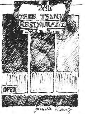 Original drawing of The Tree Trunk Restaurant.