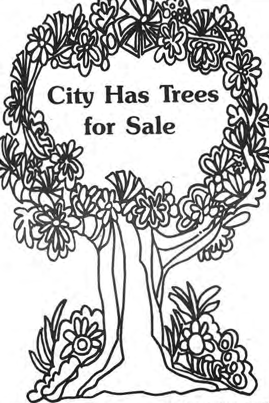 Decorative tree illustration with the words City Has Trees for Sale.