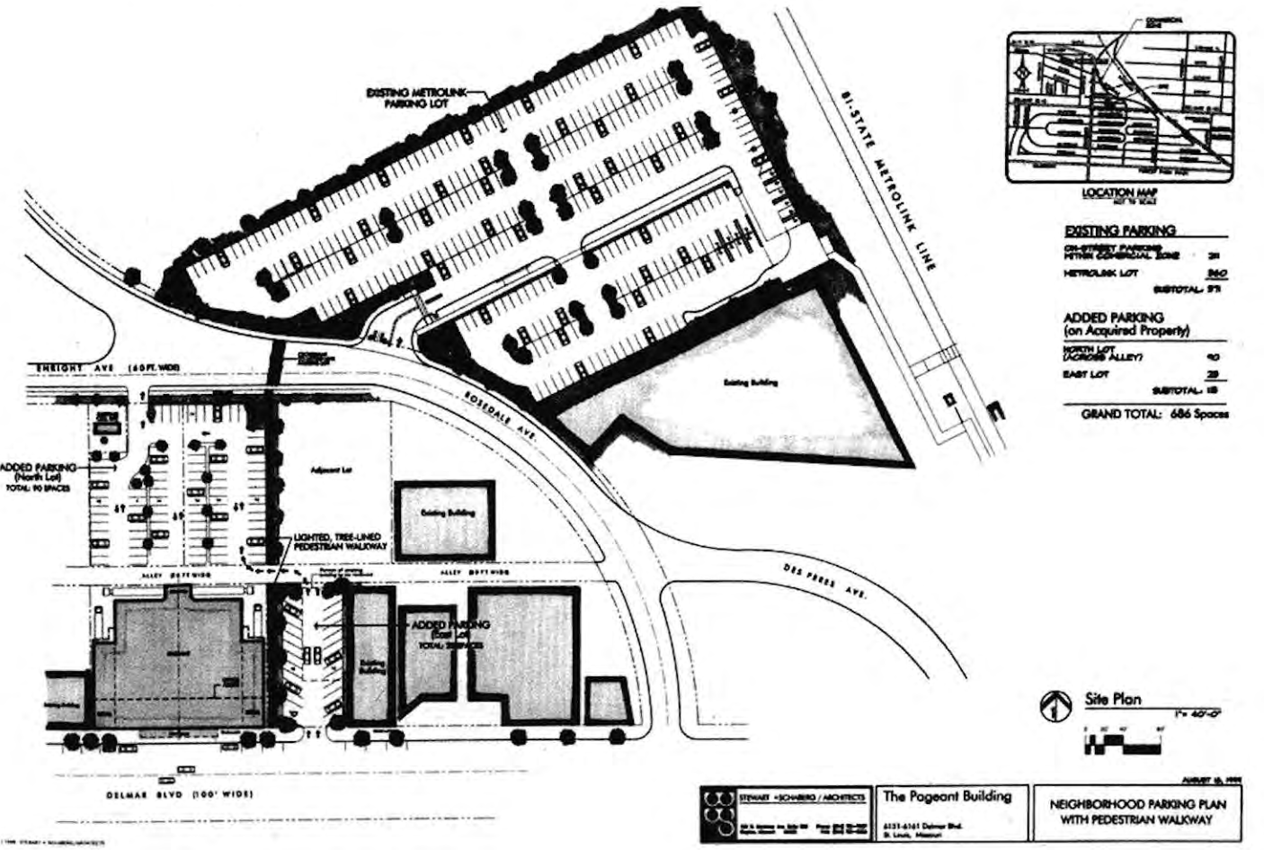 The Pageant building site plan, reproduced from the original newspaper.