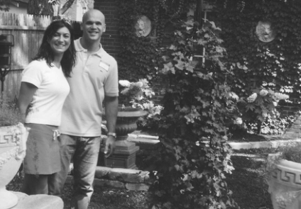 Bob and Patti Beal home on the 6100 block of Westminster; formal back garden with deck and deep fountain.