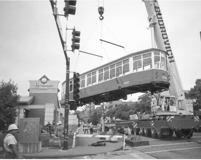 Trolley installation at Commerce Bank. Photographer not credited.