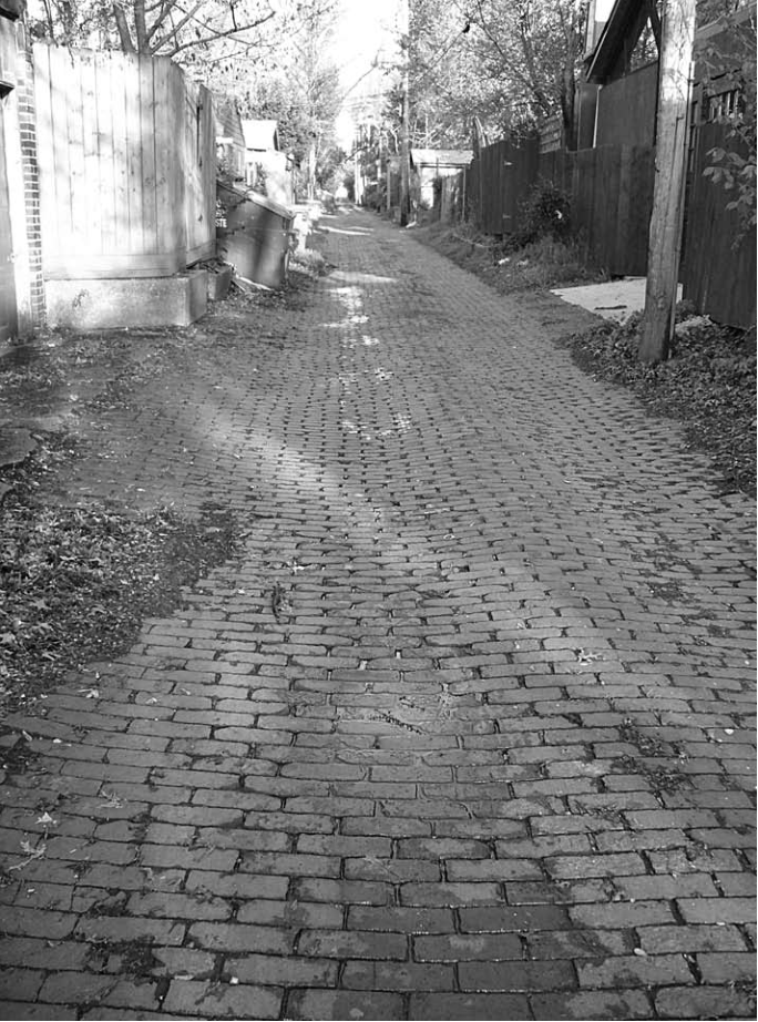 Original brick alley after city milling and reassessment.
