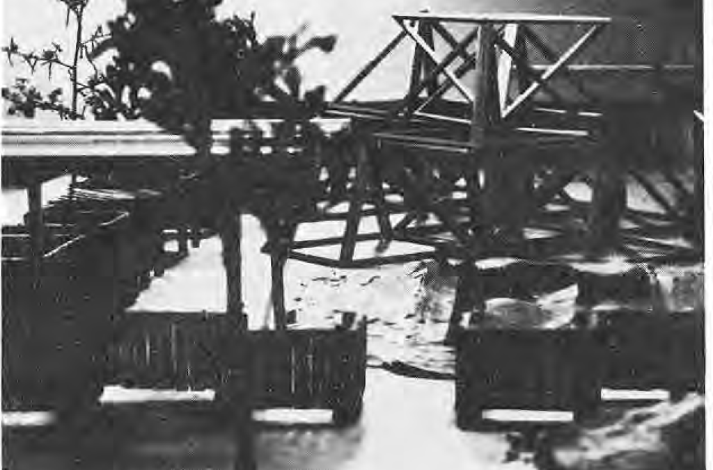 Original photograph of the proposed Tot Lot model, showing play structures, platforms and miniature landscaping.