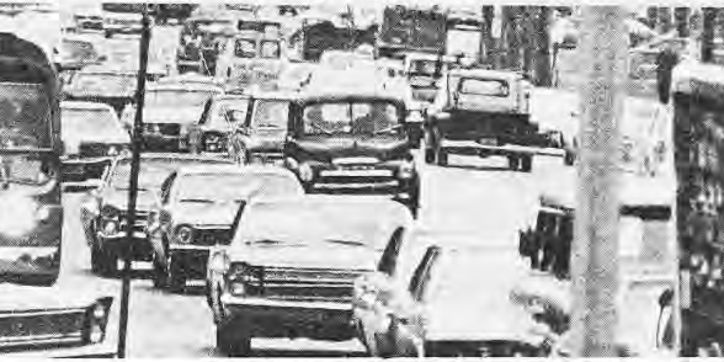 Traffic on Skinker during the late evening rush, photographed by Sue Johnson.