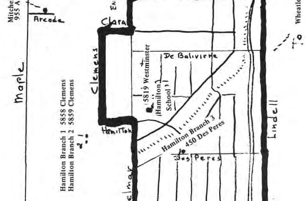 Original March 1972 Hamilton School attendance boundary map.