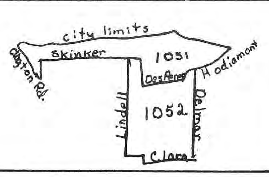 Original printed diagram of census tracts 1051 and 1052; historical tract boundaries, not a newly created map.