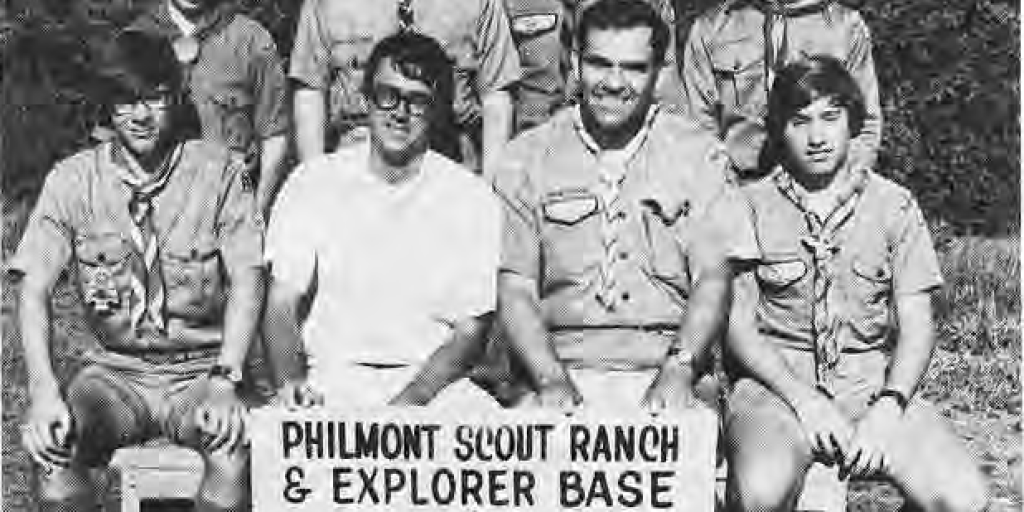 St. Roch scouts and leaders at Philmont Scout Ranch, identified by the original caption.