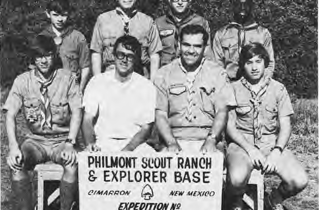 St. Roch scouts and leaders at Philmont Scout Ranch, identified by the original caption.