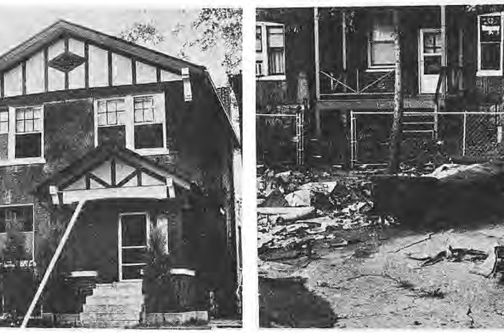 Both original photographs illustrating the vacant HUD house and yard at 5928 Pershing.